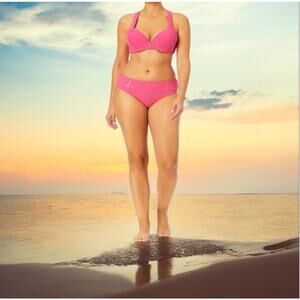 NWOT Time and Tru Solid Popcorn Texture Plus Hot Pink Bikini Swimsuit 2X (20-22)